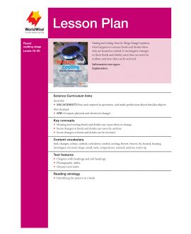 Lesson Plan - Heating and Cooling How Do Things Change?