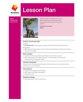 Lesson Plan - Animals of the African Grasslands