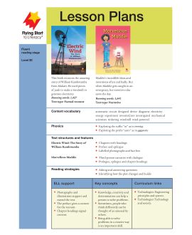 Lesson Plan - Electric Wind: The Story of William Kankwamba | Marvellous Maddie
