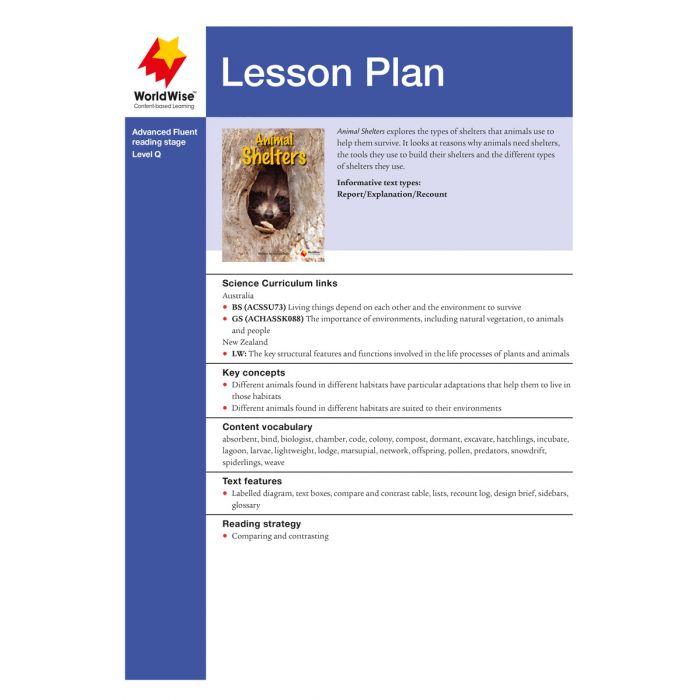 Lesson Plan - Animal Shelters