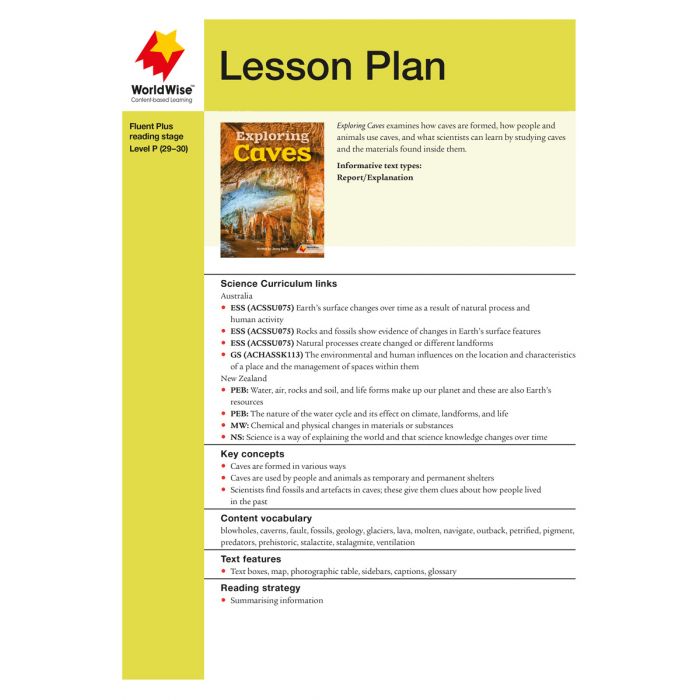 Lesson Plan Exploring Caves